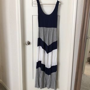 Navy Tank Maxi dress white,gray, navy chevron